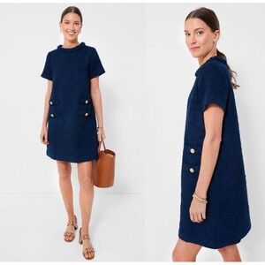 NWT Tuckernuck Old Money Preppy Classy Navy Tweed Jackie Dress M
